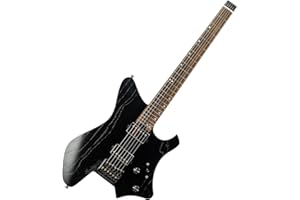 EART Guitare électrique sans tête, chevalet fixe avec 6 cordes - Petite mais pleine échelle - Guitare LEAF ultra légère pour voyage et spectacle - pour droitiers (noir)…