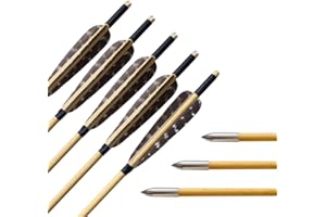 SHARROW Archery Wooden Arrows 31" Handmade Wooden Shaft Target Arrows Fletching 5" Turkey Feathers Metal Broadheads for Recurve Bow Longbow