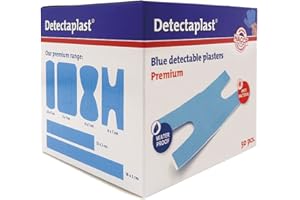 Pansement bleu detectable Detectaplast Premium, pansements resistants à l'eau et aux saletés, safety first pansement cuisine et pansement alimentaire, 68 x 38 mm (articulation), 50 pièces