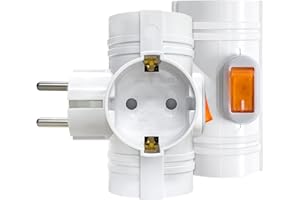 DYNOPULS Steckdosenverteiler 3-Fach, Steckerleiste 2M, Verteilersteckdose, Doppelstecker für Steckdose, 2 Stücke - Weiß