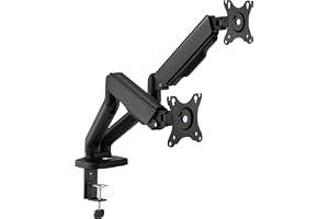 GamerTek Pivot Core Dual Monitor Arm – Adjustable Gas Spring Mount for 17"–32" Screens, VESA Compatible, Cable Management – Black