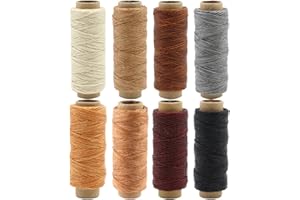 ShipeeKin Hilo de Costura 240 Metros 150D de Piel Encerada para artesanía de Cuero DIY, 0,8 mm de diámetro, 8 Colores. Cada uno de 30 Metros.