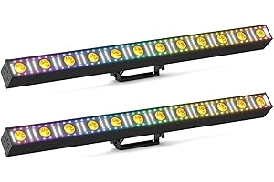 YESPICK 180W Barra Luminosa LED Wallwasher Luce per Feste, 12 LED RGB Beam Stroboscopio Luce Calda DMX512 Wall Washer Illuminazione Scena Effetti per Natale SHOW Discoteca Matrimonio 2PCS