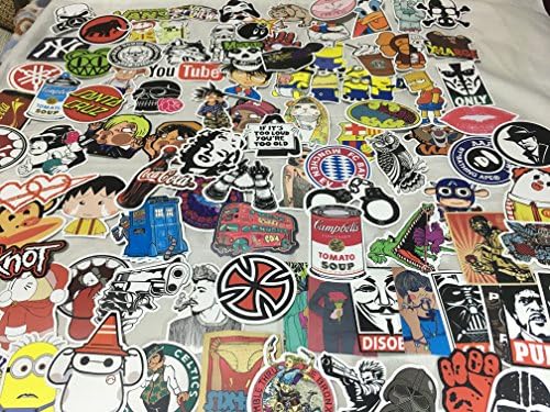 Zeruu random sticker (pack of 50, 100, 200, 500 pieces), football, skateboard, snowboarding, music, film, laptop, luggage, car, bicycle, bike, decals, mix a lot, fashion, cool