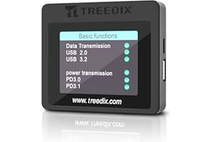 Treedix USB-Kabeltester, 2,4-Zoll-Farbdisplay USB-C-Kabeltester,USB-Tester unterstützt Kabeltests, Widerstandstests, Type-C eMarker für Lightning, Micro-B 2.0, Micro-B 3.0, Type-C, Mini-B