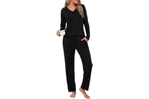 Uniexcosm Pyjama Femme Manche Longue Ensemble De Pyjami Femme Hiver Vêtements De Nuit