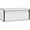 Brabantia Rectangular Fall Front Bread Bin (White) Large Front Opening Flat Top Bread Box, Fits 2 Loaves