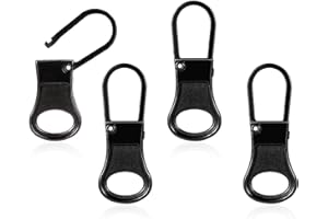 NQEUEPN 4 Pz Cursore Cerniera Ricambio, Zipper Pull Tiretti Della Cerniera Zipper Puller Prolunga in Metallo Testa Della Cerniera per Abbigliamento Zaini Giacche Pantaloni Stivali (Nero)