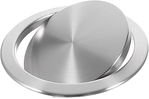 Happyyami Round Trash Can Top Stainless Steel Recessed Built-In Swing Flip Bin Lid Replacement for Kitchen Countertop Bathroom Table 21cm