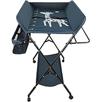 Fasciatoio Portatile Pieghevole Per Neonato - Regolabile In Altezza, Con Ruote E Ceste, Impermeabile, Grigio - Foto 6