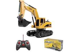Teeggi Juguete de excavadora teledirigida para niños a partir de 6-12 años, 5 canales 2,4 GHz RC excavadora con luz y efectos de sonido