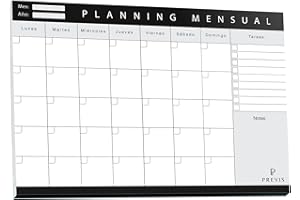 Previs Planificador Mensual A4 Con Diseño Minimalista y Productivo. Organizador Semanal A4. Planning Escritorio. Planner Organización.