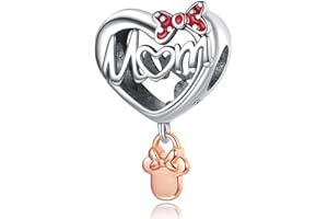RMMY Charm 925 Sterling Silver Cat Dog Love Mouse Mom Lucky Pendant Dangle Beads for European Bracelets and Necklace Birthday Jewelry Gifts for Women