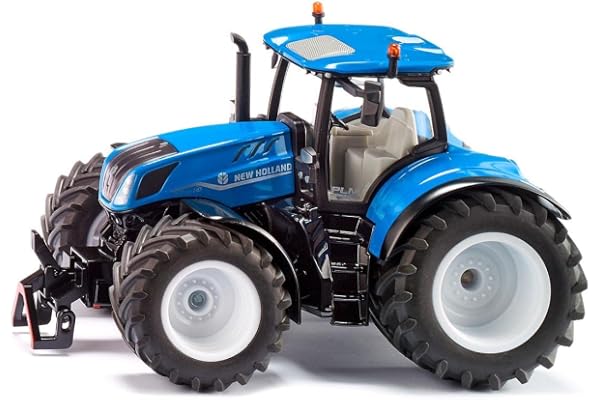 siku 3291, Tracteur New Holland T7,315 HD, Tracteur jouet, 1:32, métal/plastique, bleu, avec poids frontal, capot ouvrable, avec attelage de remorque