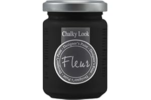 FLEUR DESIGNER'S PAINT | Pittura ad Acqua, Effetto Gesso Naturale, Extra Opaca, Fleur Chalky F77, Colore Black, Made in Italy, Formato da 130 ml