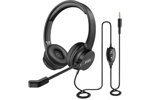 EKSA H12 PC Headset mit Mikrofon, 3,5 mm Business Headset mit Stummschalter & Lautstärkeregler, Klarer Stereosound, PC Kopfhörer mit Kabel für Office/Callcenter/Büro/Skype/Zoom/Teams