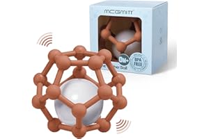 MCGMITT Baby Rattle Teething Ball Toys for Babies 0 3 6 9 12 Month to Grab and Chew, Soft Silicone Sensory Teether Balls Shaker Toy Gifts for Newborn Infants (Caramel)