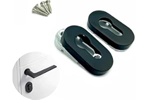 OHYER 2 jeux Rosace Cylindre Cache Serrure Rosace de Protection Ovale en Acier Rosace cylindrique en acier Fabriqué en acier inoxydable noir mat pour Cylindre Profilé Portes Intérieures et Extérieures (1＃)