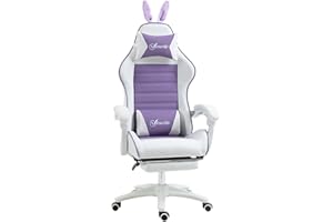 Vinsetto Silla Gaming Ergonómica Reclinable 135°, Silla Gamer Racing de Cuero PU con Soporte Lumbar, Altura Ajustable, Reposacabezas y Reposapiés Retráctil, para Oficina, Estudio, Púrpura