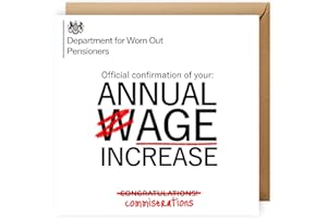NOTNICETHINGS Funny Wage Increase Birthday Card, Old Age Birthday Card, Old Man, Old Woman, Funny Birthday Card for 40th, 50th, 60th Birthday. Husband. OAP. British.