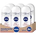 NIVEA Dry Comfort Deodorante Roll-On in confezione da 6 x 50 ml), Deodorante antitraspirante, Deo roll con formula Dual Activ