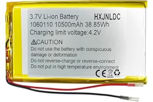 HXJNLDC DC 3,7v 10500mah 1060110 Batterie au Lithium polymère Rechargeable pour DIY 3.7-5v Produits électroniques avec 2 Fils intégrés de Remplacement de la Batterie et de la lumière LED