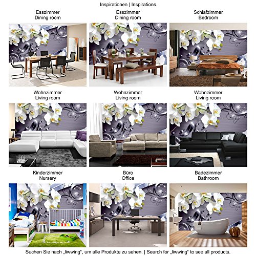 Vlies Fototapete 400×280 cm PREMIUM PLUS Wand Foto Tapete Wand Bild Vliestapete – Orchideen Tapete Ornament Orchidee Blüte Blume lila – no. 604 - 5
