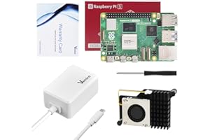 Vemico Raspberry Pi 5 16GB Starter Kit con Active Cooler 27W 5.1V 5A Cable de Alimentación Destornillador Tarjeta de Garantía