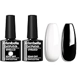 Allenbelle Smalto semi-permanente in bianco e nero per unghie in gel UV a LED per nail art Soak Off Manicure (bianco e nero)