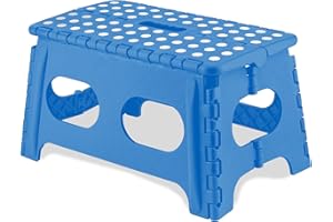 BODY-PLUS Bodyplus Large Non-Slip Folding Step Stool – Heavy Duty Plastic Foldable Stool with Carry Handle & Rubber Feet, 150kg Capacity – Compact Portable Collapsible Step for Kitchen, Home, Garage, Office