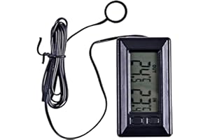 COMEBACHOME Car Thermometer, 2pcs Mini Digital Thermometer Gauge with 1.5m Cable, Interior and Exterior Temperature Meter for Cars