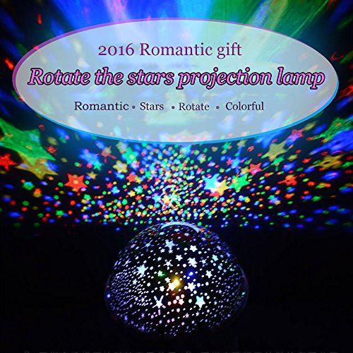 Ecandy 360° drehbarer 3 Modus Lichtprojektor, Romantisches Kosmos Sternhimmel für Schlafzimmer, Nachtlicht für Kinder, Babys, Weihnachtsgeschenk, Liebhaber, USB/Battierie betrieben.(blau) - 2