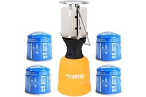 Lampe à gaz VITO + 4 Cartouches gaz 190gr Lanterne pour bouteille camping gaz 190g perçable