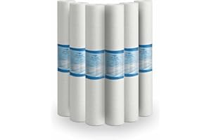 Bellerofonte Filtre sédiments 20 pouces 5 microns en polypropylène. Élimine le sable, le limon, les particules de rouille et les impuretés en suspension jusqu'à 5 microns 6 pièces