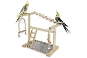 Joyeee Cockatiel Playground - Cockatoo Perch Table with Bird Food Bowl, Parakeet & Lovebird Climbing Play, 14.4" x 9" x 15.5" M