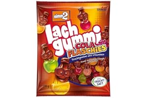 nimm2 Lachgummi Cola Bottles, 1 x 200 g, Fruit Gum with Cola and Fruit Flavour, Fruit Juice and Vitamins