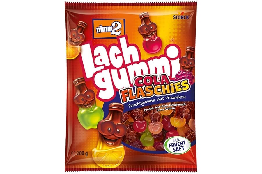 nimm2 Lachgummi Cola Flaschies, Fruchtgummi mit Vitaminen - 1 x 200 g | Cola-Fruchtgummis in 6 fruchtigen Sorten, Süßigkeit m