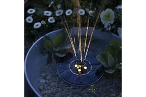 ‎MARELIDA LED Solar Teichfontäne Teichpumpe Springbrunnen schwimmende Fontäne für Außenmit LED Beleuchtung warmweiß D: 16cm Wasserspiel für Gartenteich Wasserpumpe (Fontäne + warmweiße LED)