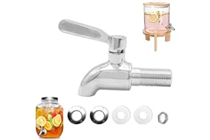 SINZAU 304 Stainless Steel Dispenser Fauce, 16millimeter Glass Drink Dispenser Tap, Dispenser Faucets, Juice Drinking Fountain, for Water,Beer, Wine, Juice and Bottle Bucket, Silver