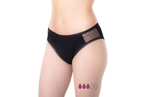 FARMA INCA Bragas Menstruales Flujo Medio - Braguita Menstrual Ecológica Cintura Baja - Protección contra Pérdidas de Orina - 95% Algodón - Lavable - x1