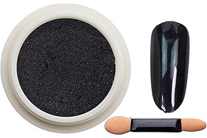 Iris Black Chrome Mirror Nail Powder, LILAH'S NAILS. Metallic Nail Art Pigment Powder Set, Shiny Nail Glitter Powder with Magic Mirror Effect for Nail Art Design Decoration.
