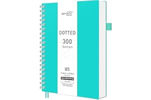RETTACY Cuaderno B5 Con Diseño De Lunares, Cuaderno En Espiral, 300 Hojas/150 Páginas, Papel 100 g/m², Tapa Dura De PVC, Para Mujeres, Hombres, Trabajo, Oficina, Escuela, 19 x 25 cm, Turquesa