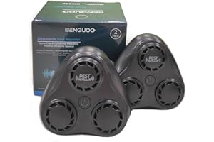 BENGUOO Ahuyentador de Ratas, 2 Piezas Ultrasonidos para Ratas y Ratones, Repelente Ultrasónico de Plagas Interior, Auyentadores de Ratones Potente Ahuyenta Mosquitos para Oficina Hogar Negro