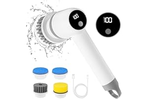 WELLTOP Cleaning Brush Electric Handheld Electric Spin Scrubber Window Cleaning Brush With 4 Replaceable Brushing Heads, 2 Speeds, Cordless Power Scrubber for Cleaning Kitchen, Bathroom, Tiles, Floor