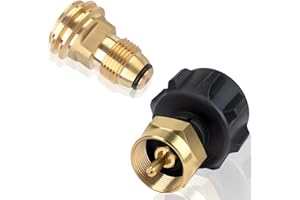 BOSOIRSOU 2 pcs Propane Refill Adapter, 1lb Propane Tank Refill Adapter and Converter Adapter for QCC1 / Type1 Propane Cylinder and 1lb Throwaway Disposable Bottle - Solid Brass