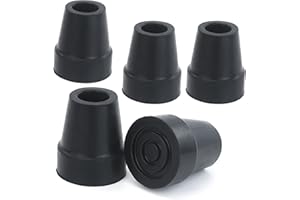 JRSHIRLEYLTD 5 Pezzi Tamponi in gomma 19 mm,Puntale Stampelle Antiscivolo, Gommini Punta Canna Kit,Nero Punta Ricambio Antiscivolo Punta,Universali Tastoncini Trekking,per Bastoni Passeggio