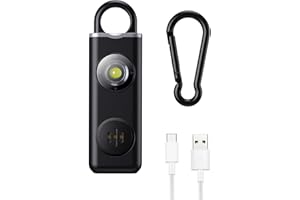 Ankilo Alarma Personal, 130DB Llavero de Seguridad, Alarma de Seguridad con Luz Estroboscópica y Mosquetón, Llavero Alarma Recargable para Mujeres, Niños, Ancianos