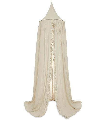 Deryan Baldakijn kinderkamer 245 cm - in 5 kleuren - bedhemel meisjes, jongens & baby - hemelbed gordijnen - muggennet dubbel bed - hemel babybed - canopy - nougat