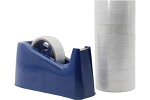 QILIMA Desktop Tape Dispenser with Transparent Tape Refills, Nano Tape Non Slip Base, for Masking Tape,Heat Resistant Tape,Fits 1" & 3" Core, Blue