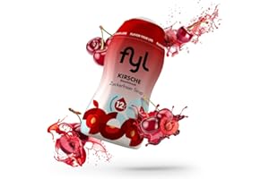 fyl Zuckerfreier Sirup – Kirsch Geschmack, 48ml Getränkesirup für 12L Fertiggetränk – enthält Vitamin-B-Komplex - perfekter Durstlöscher für zu Hause und Unterwegs